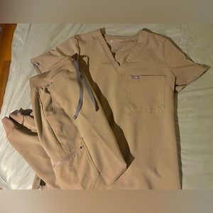 FIGS LATTE CATERINA TOP AND ZAMORA JOGGER SET MEDIUMS, WORN TWICE